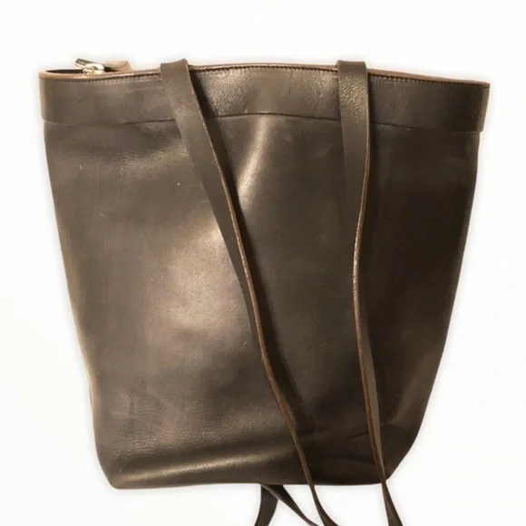 FAUSTO SANTINO black leather sling bag